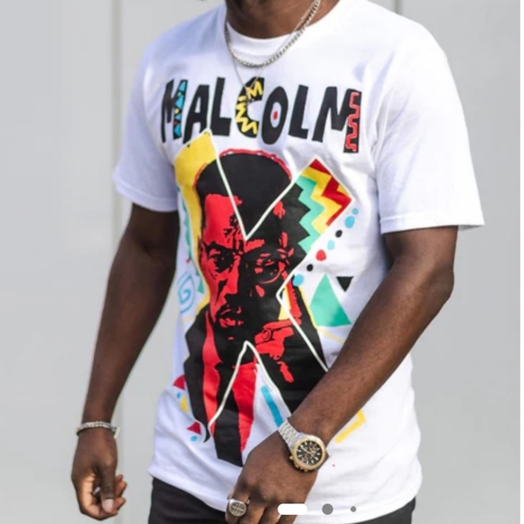 Men's Malcolm X White Graphic T-Shirt with Colorful Design - Picture 6 of 10